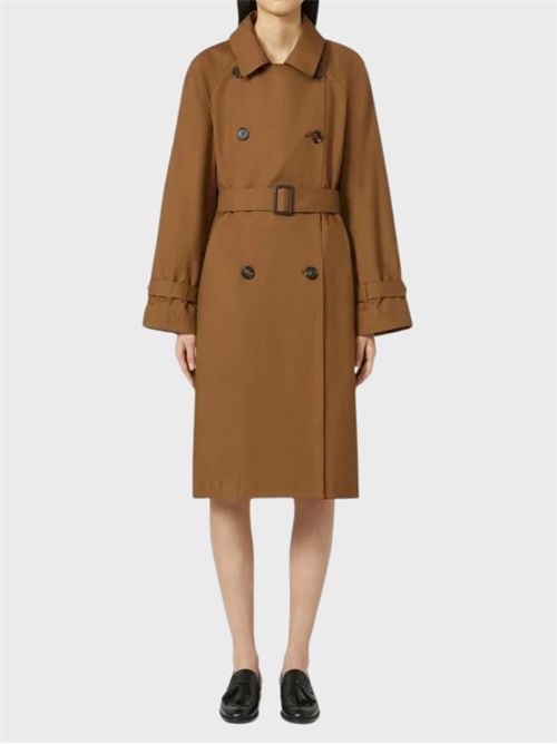 Double-breasted midi trench coat in water-repellent twill with belt MAX MARA THE CUBE | 2619021024600020